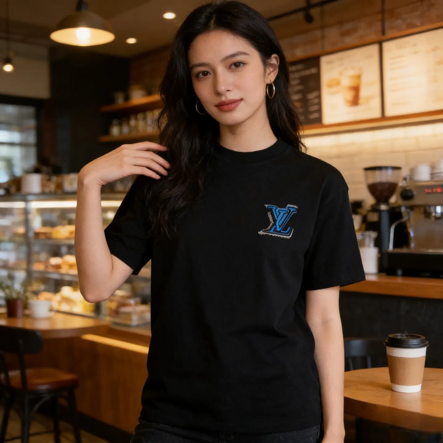 Louis Vuitton/Louis Vuitton short sleeves with front and rear letter logo embroidery